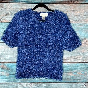 Vintage Gold Tag Cache Fuzzy Blue Top Small